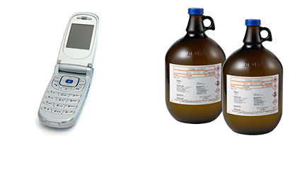 最終製品例：携帯電話、KrF用フォトレジスト