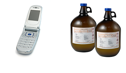 最終製品例：携帯電話、KrF用フォトレジスト